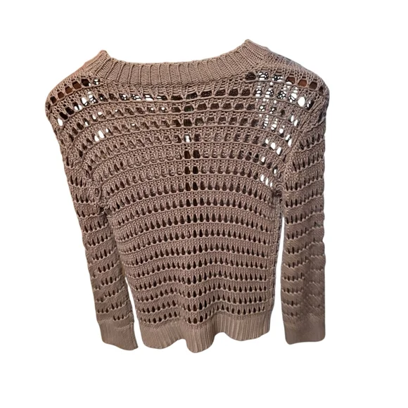 Sablyn Mariella Open Knit Cotton/Silk/Cashmere Blend Sweater Camel Sand Size XS - Picture 3 of 8